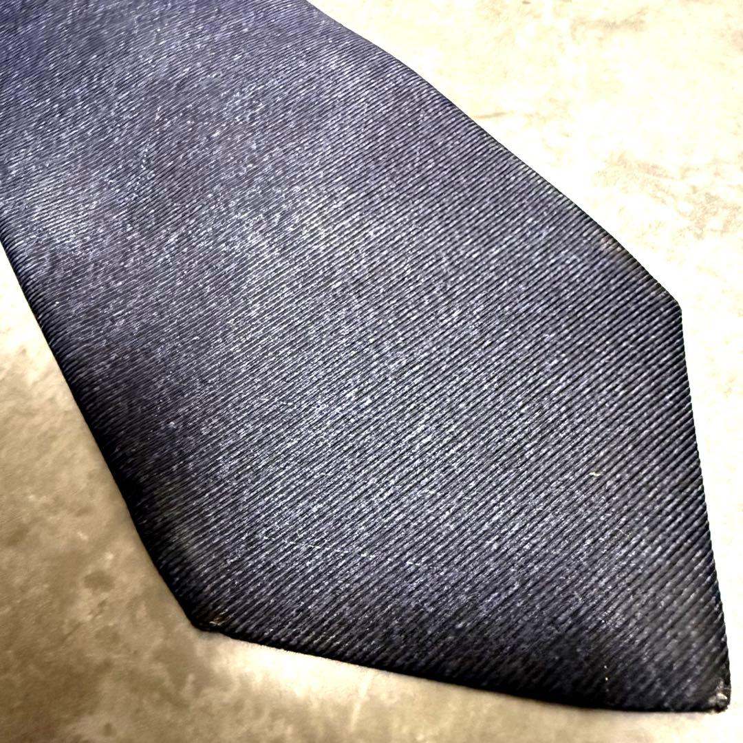 BVLGARI ブルガリ ネクタイ ソリッド 無地 セッテピエゲ ネイビー 紺色