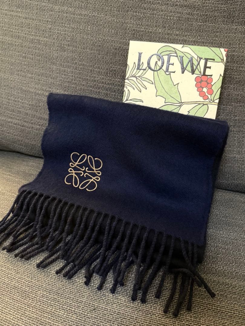 【美品・付属品完備】LOEWE カシミヤ混 アナグラム リバーシブル マフラー