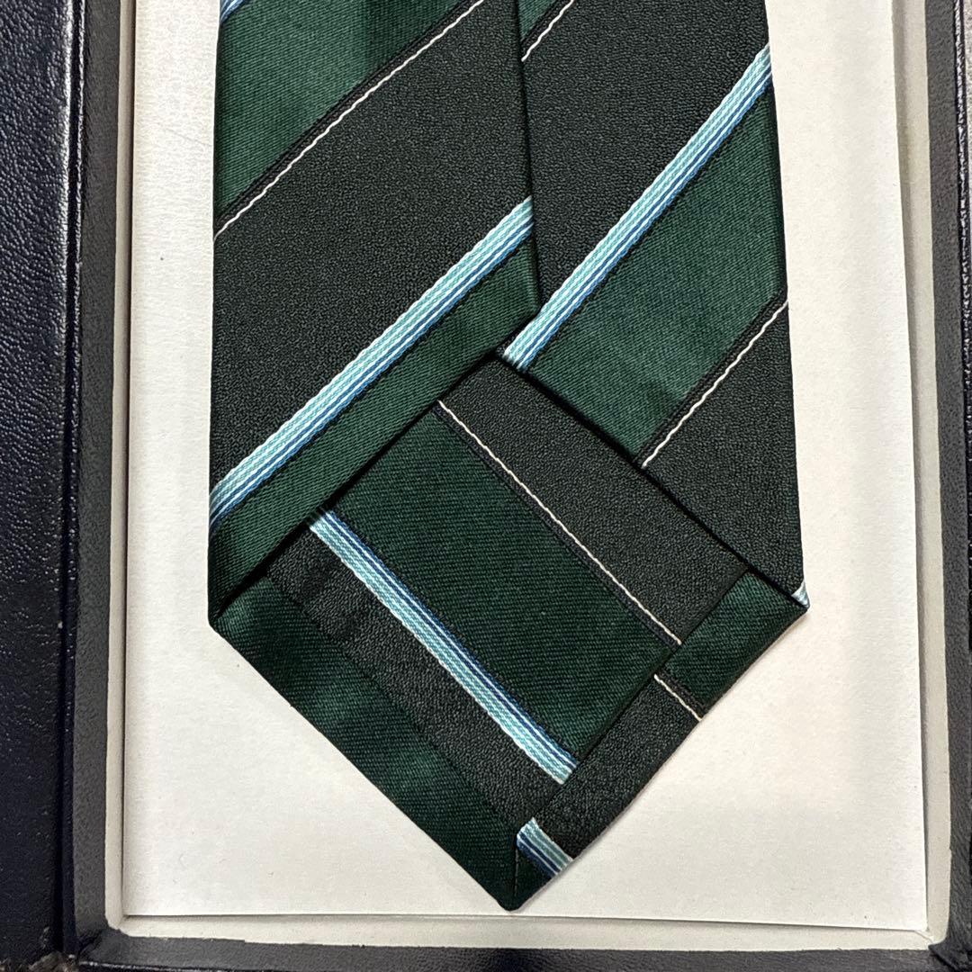 極美品　ポールスミスコレクション　ネクタイ　緑　ストライプ　シルクジャガード