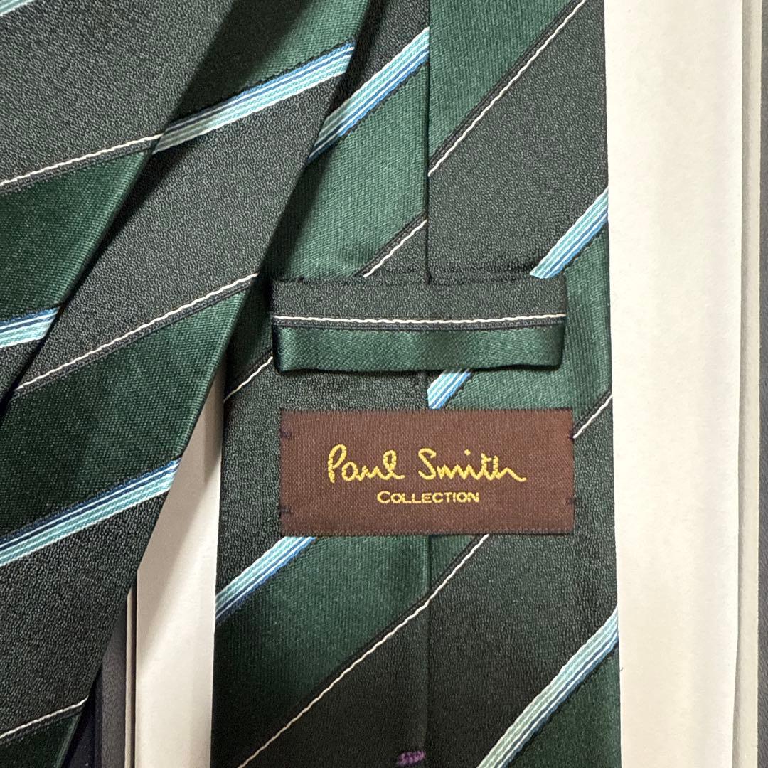 極美品　ポールスミスコレクション　ネクタイ　緑　ストライプ　シルクジャガード