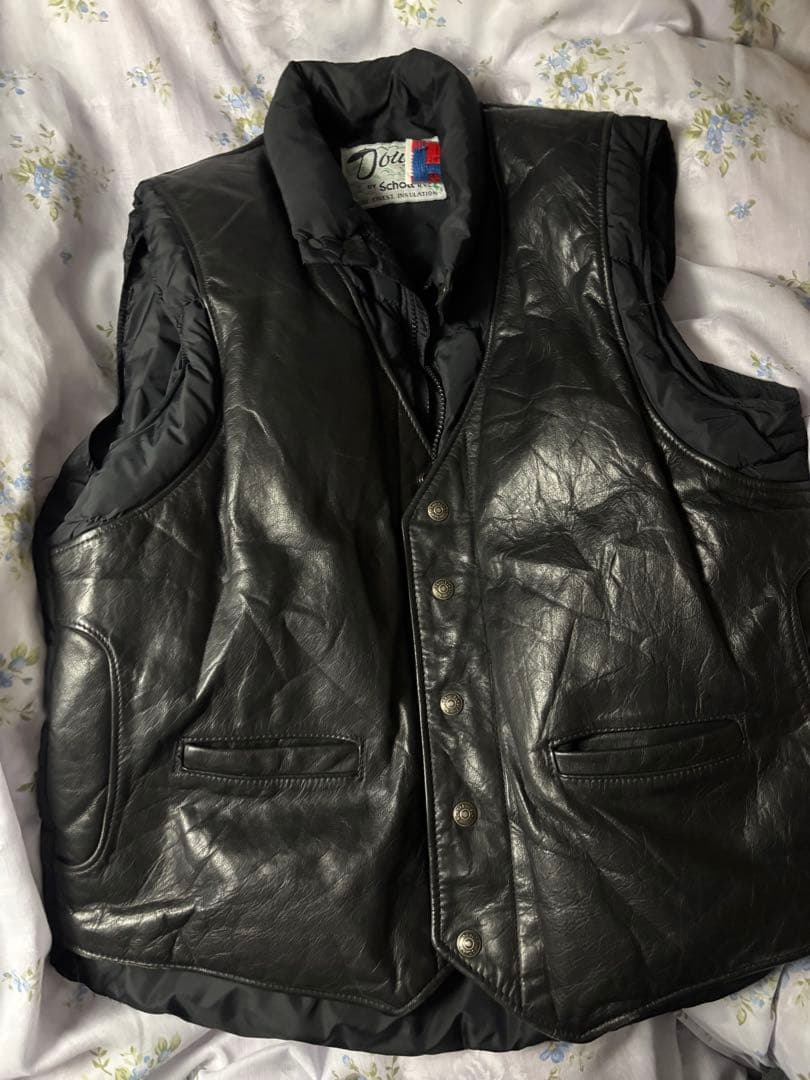 schott ダウンベスト 黒 L