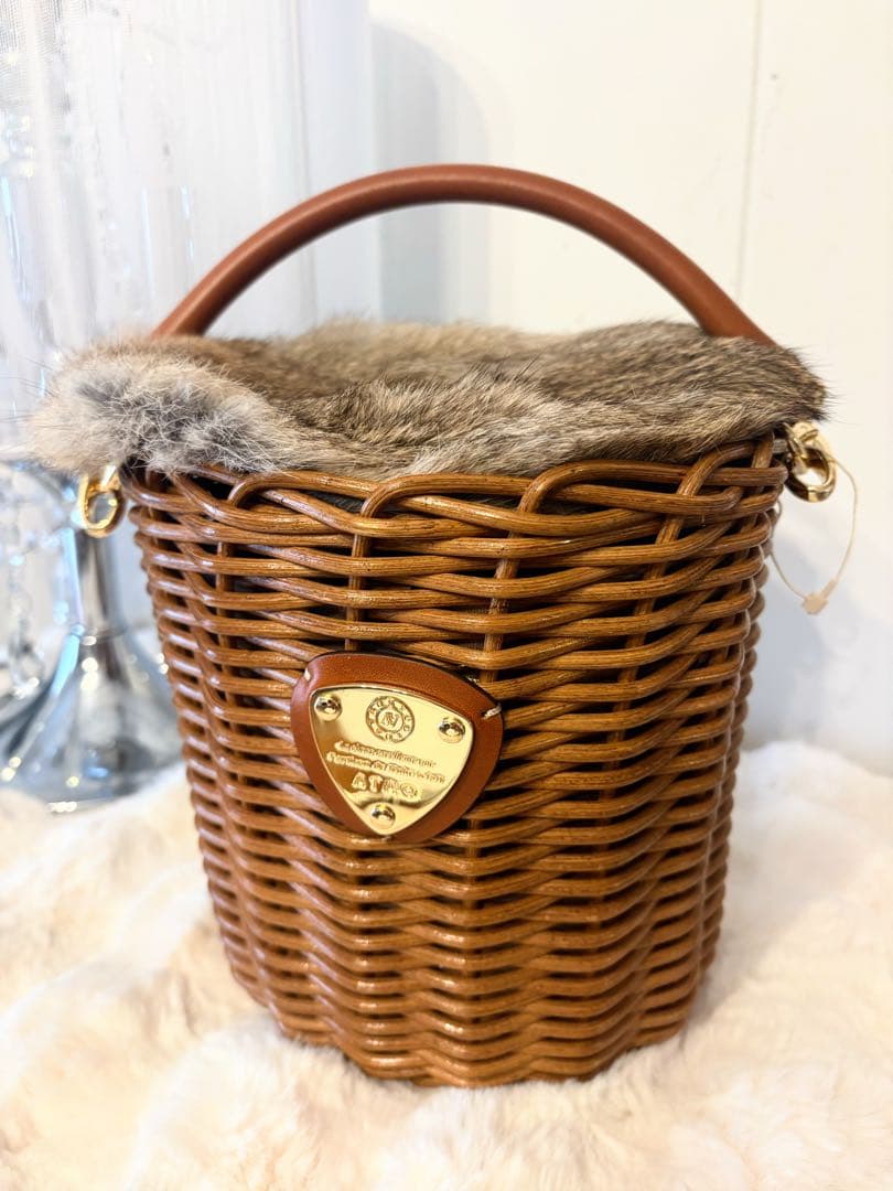 【未使用】ATAO アタオ カゴバッグ ブリーゼ ラビットファー付き