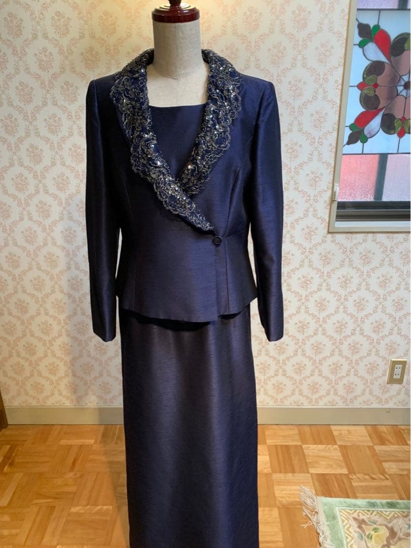 ネイビー ノースリーブ マキシドレス セット　11号　Lサイズ