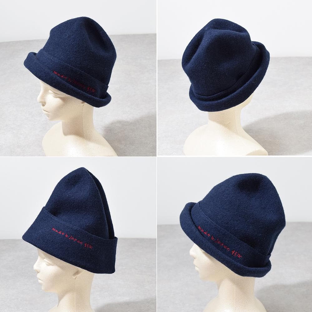 フォーティファイブ 45R ウール フェルト 変形 ハット ロゴ刺繍 ネイビー