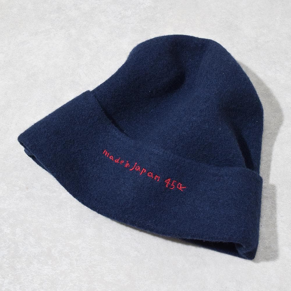 フォーティファイブ 45R ウール フェルト 変形 ハット ロゴ刺繍 ネイビー