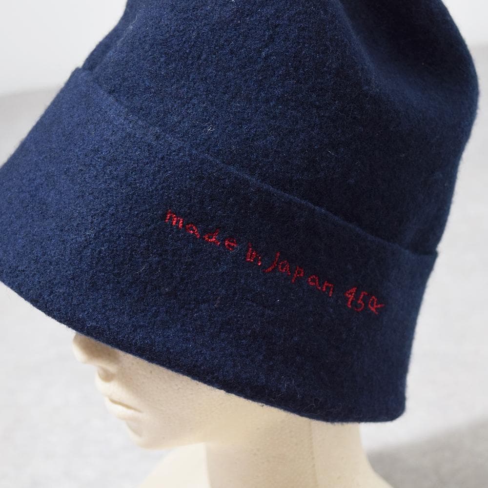 フォーティファイブ 45R ウール フェルト 変形 ハット ロゴ刺繍 ネイビー