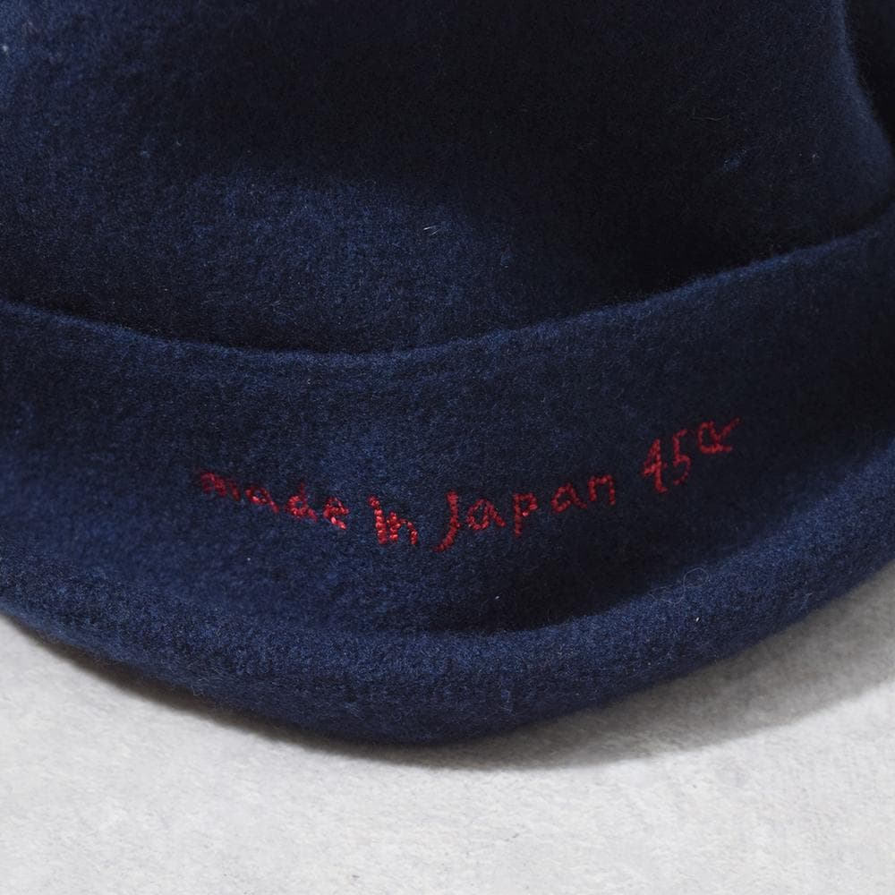 フォーティファイブ 45R ウール フェルト 変形 ハット ロゴ刺繍 ネイビー