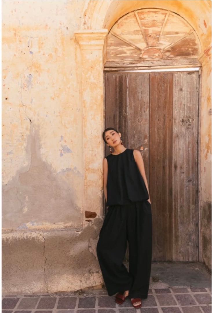 nala Linen like balloon tops ブラック4way