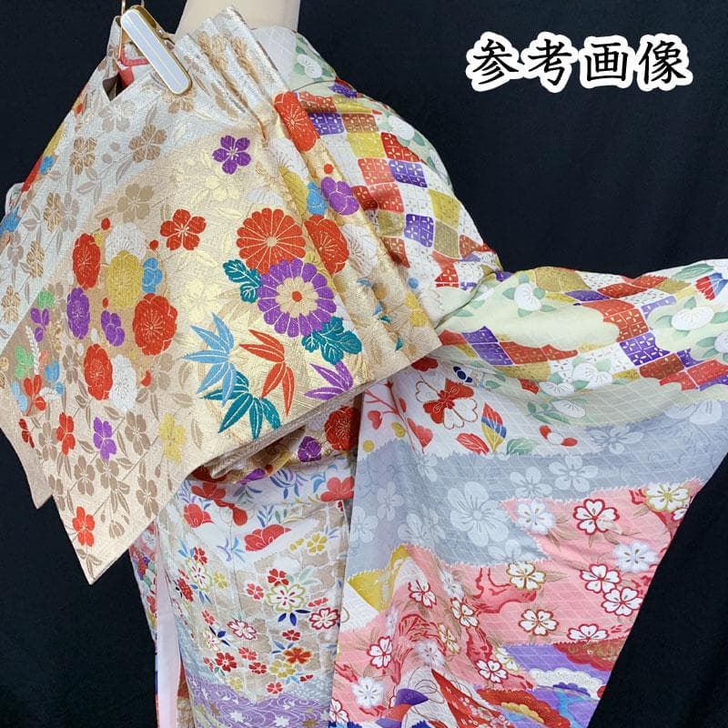 507z26☆振袖 総柄 小柄な方にも 金駒刺繍 カラフル☆美品 成人式結婚式