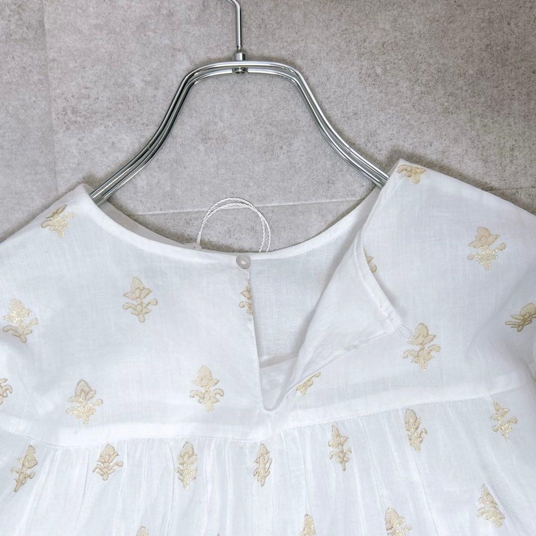 新品タグ付✨ヌキテパ コットンボイルホイルプリントティアードチュニック ホワイト