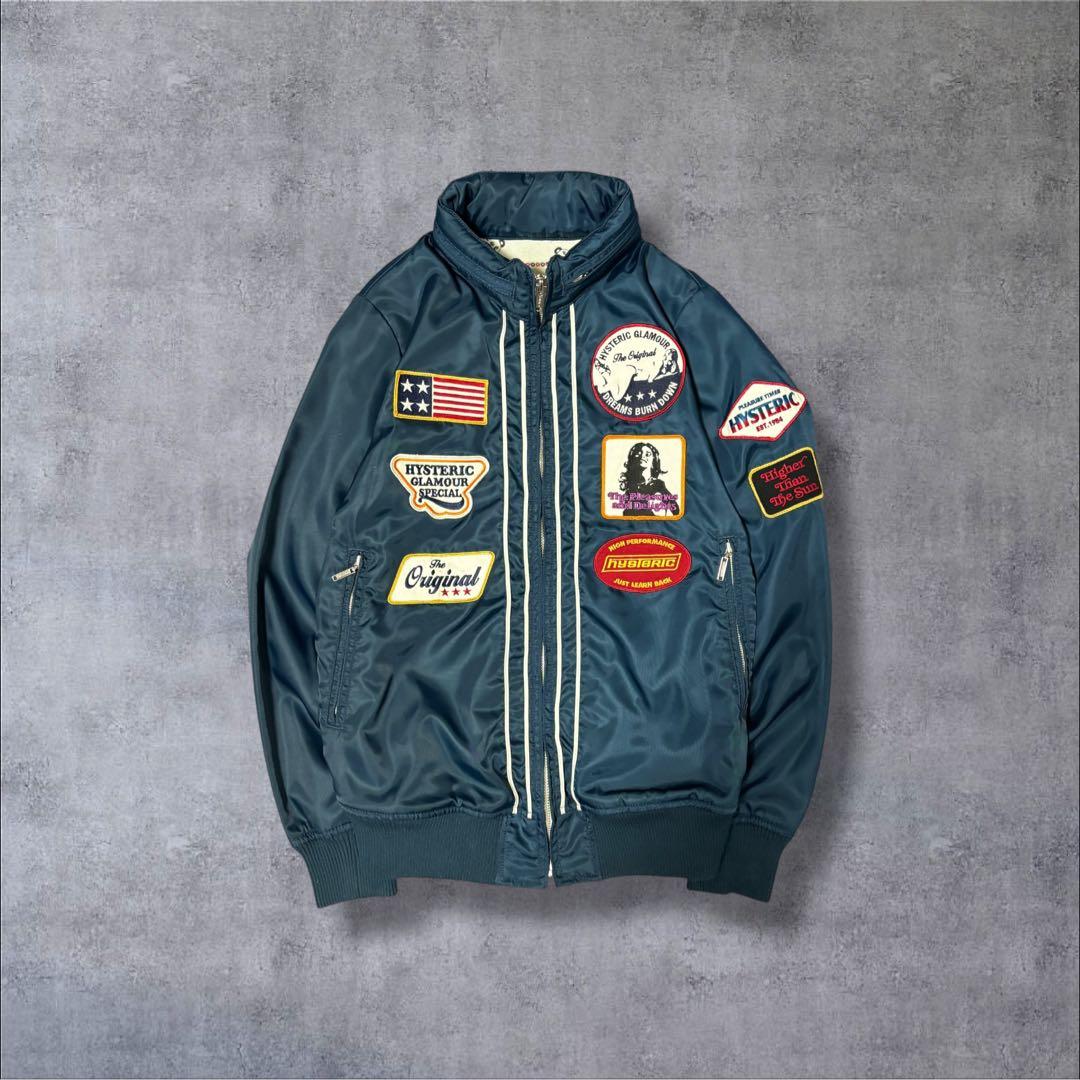 ヒステリックグラマー ワッペン ブルゾン 裏地パンダ 総柄 ヒスガール ネイビー