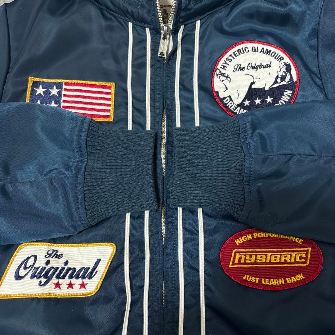 ヒステリックグラマー ワッペン ブルゾン 裏地パンダ 総柄 ヒスガール ネイビー