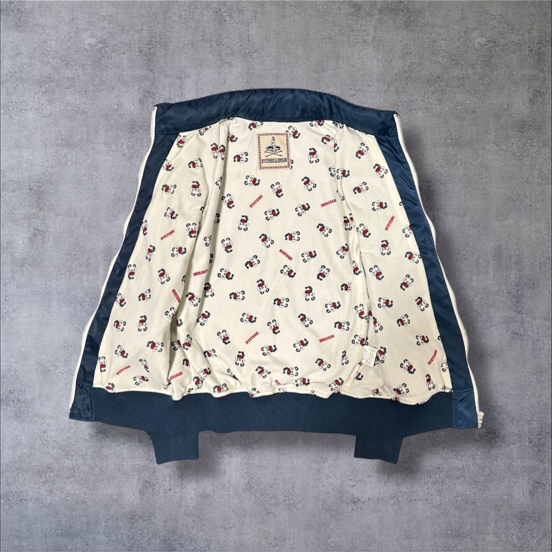 ヒステリックグラマー ワッペン ブルゾン 裏地パンダ 総柄 ヒスガール ネイビー