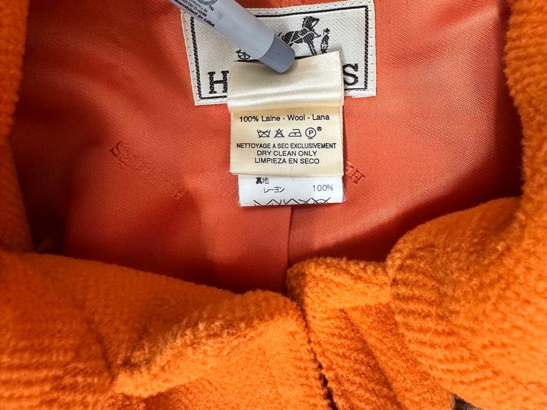 HERMES 藤原ヒロシ着用 ダッフルコート オレンジ　廃盤　レアな46