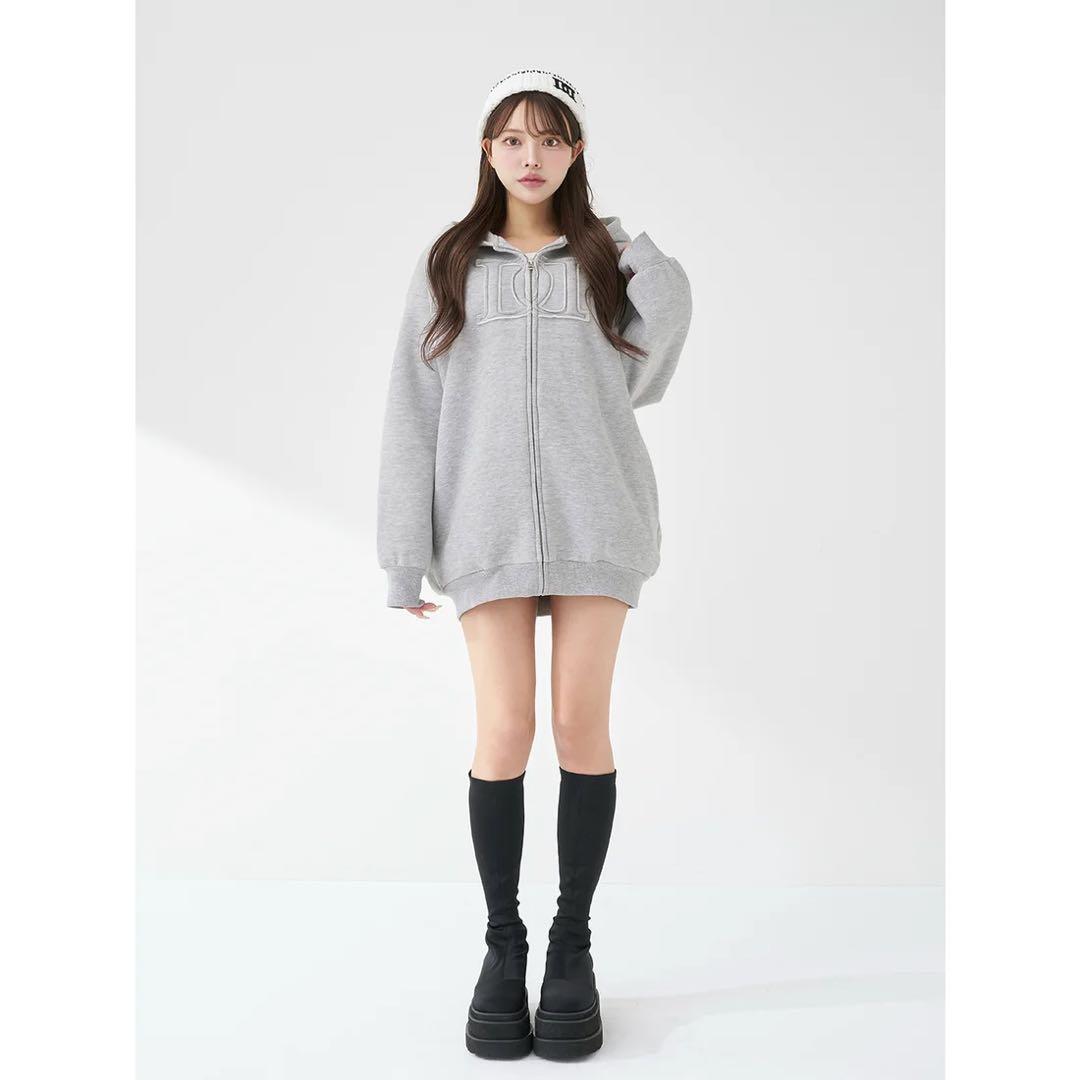 新品タグ付き ダーリッチ アップリケDDロゴパーカー ブラック フリー