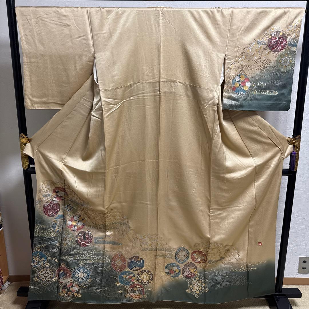 訪問着　豪華絢爛　トールサイズ　身丈160 美品　落款　パールトーン　ア-4