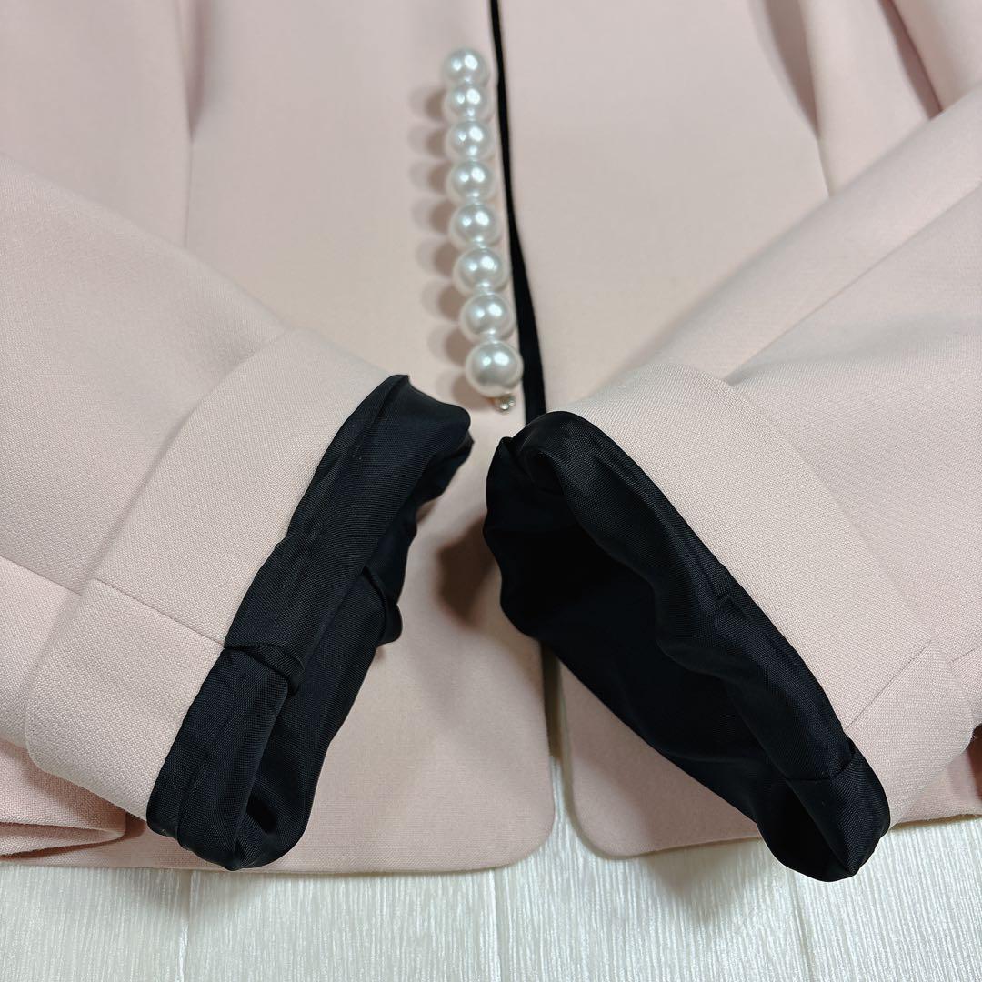 美品 YOKOCHAN ヨーコチャン パールノーカラージャケット ピンク 40