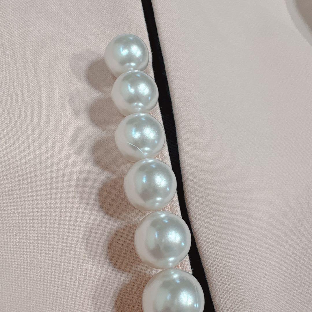 美品 YOKOCHAN ヨーコチャン パールノーカラージャケット ピンク 40