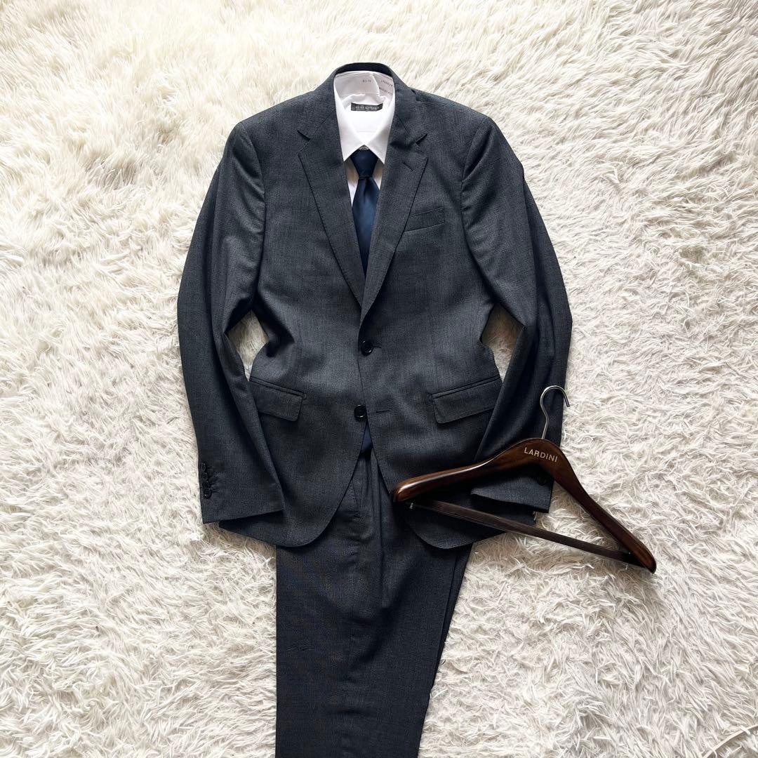 <ハンガー>LARDINI 新ロゴ ダークグレー ウール スーツ サイズ46
