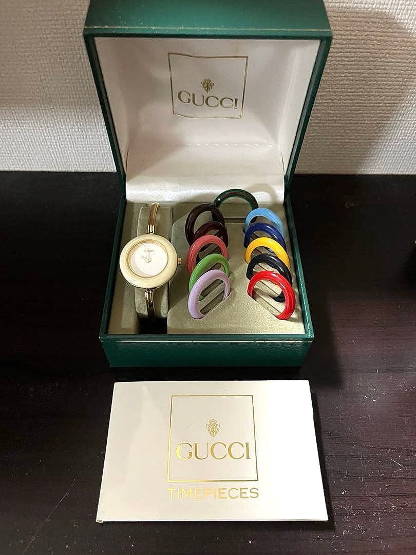 【完備品/保証書付き】GUCCI チェンジベゼル　11/12.2 クォーツ腕時計
