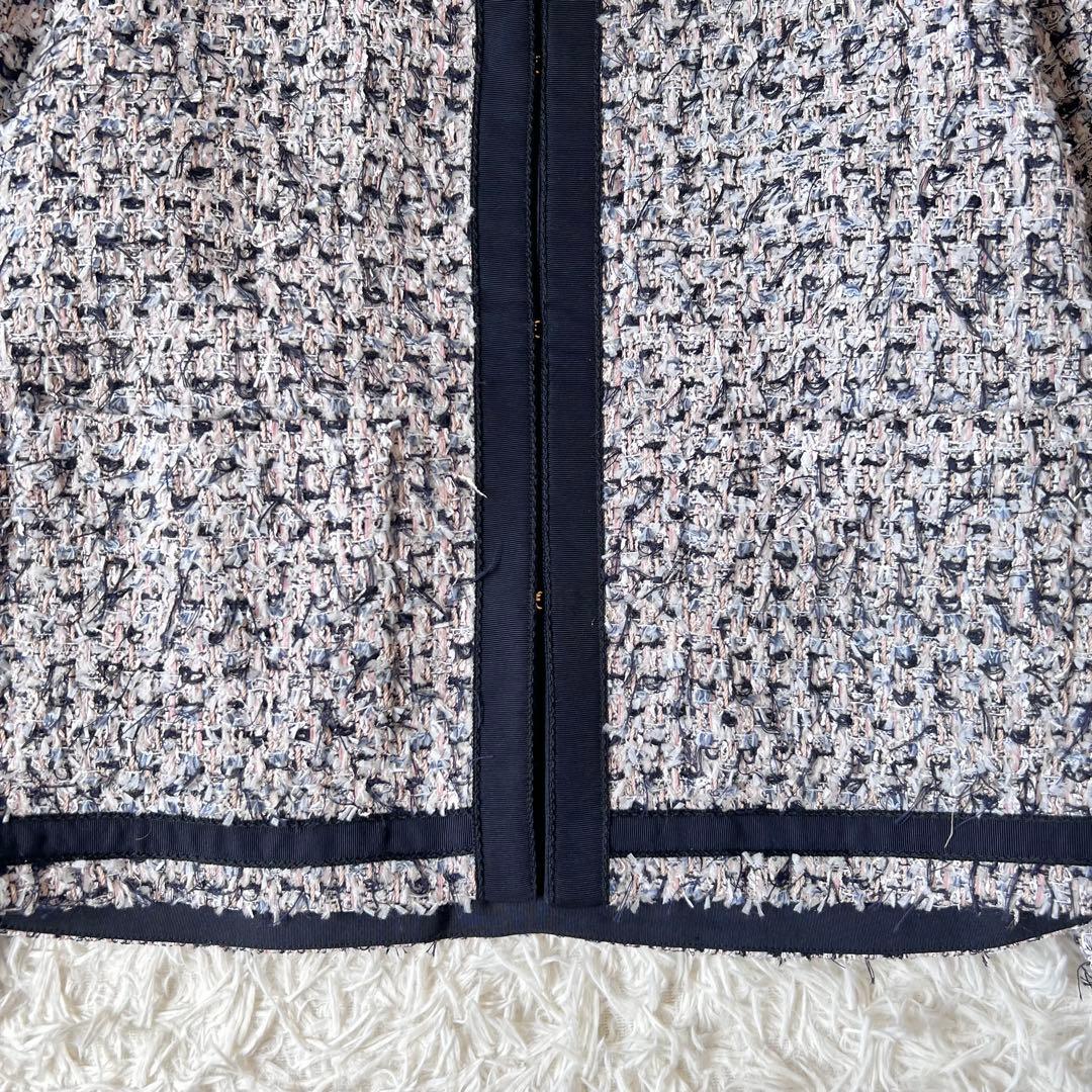 Drawer ドゥロワー ツイード ノーカラー ジャケット