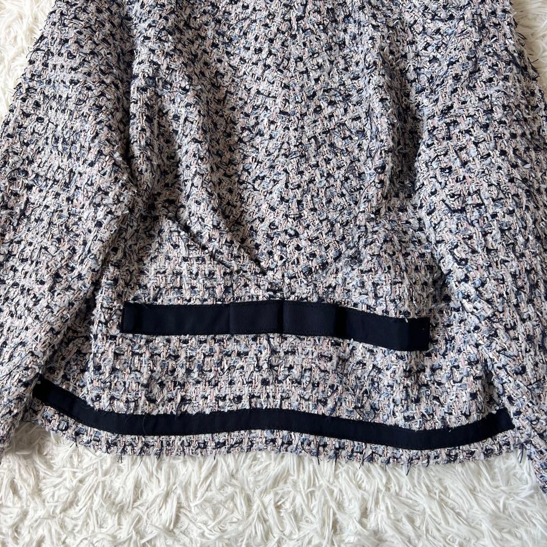 Drawer ドゥロワー ツイード ノーカラー ジャケット