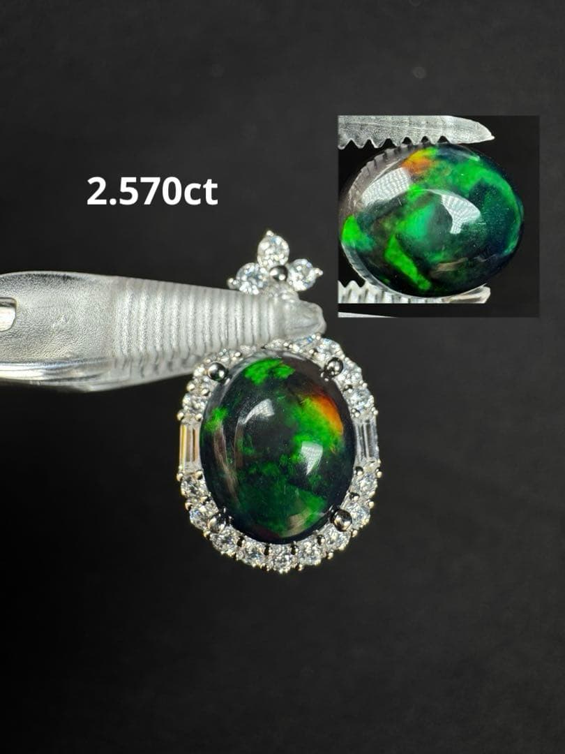 新作 天然石高品質ブラックオパール 2.57ct 遊色綺麗 ペンダント