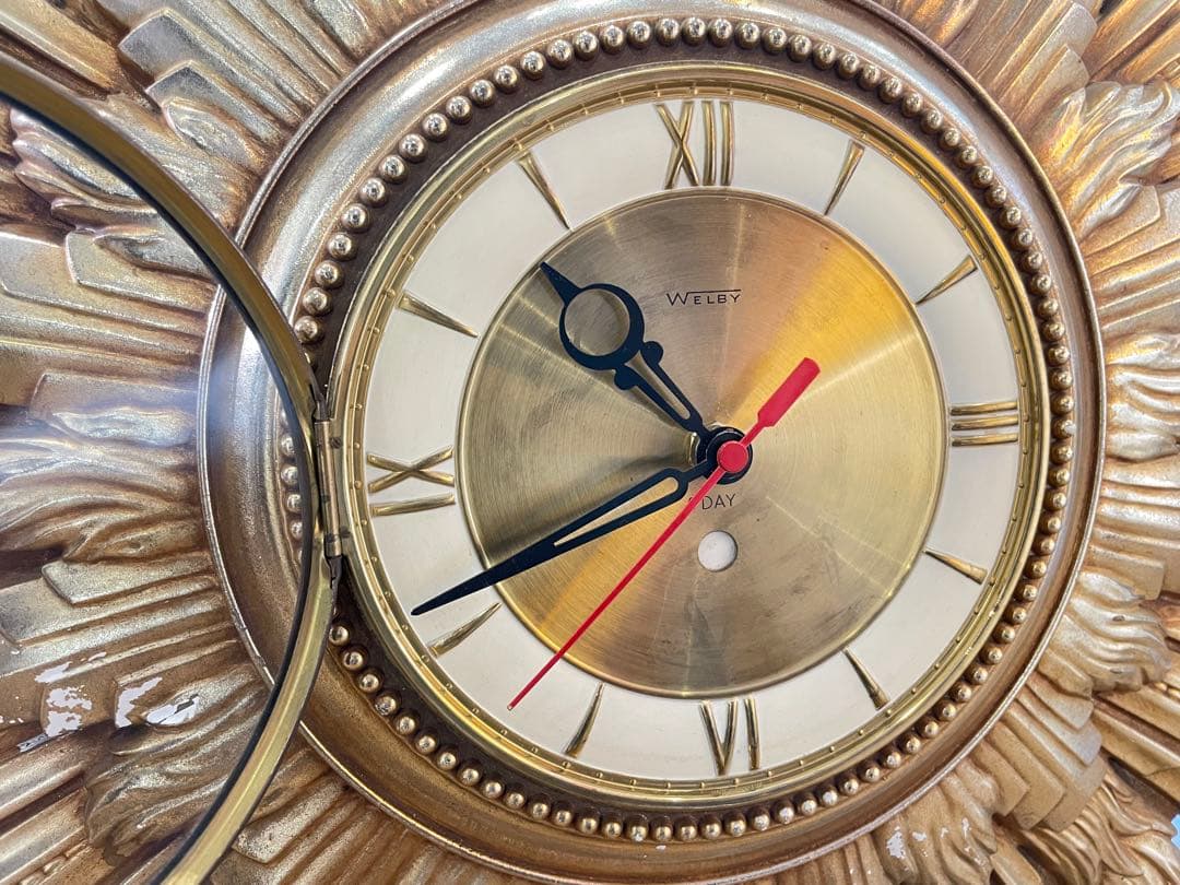B7071【WELBY】 サンバーストクロック 壁掛け時計 アンティーク