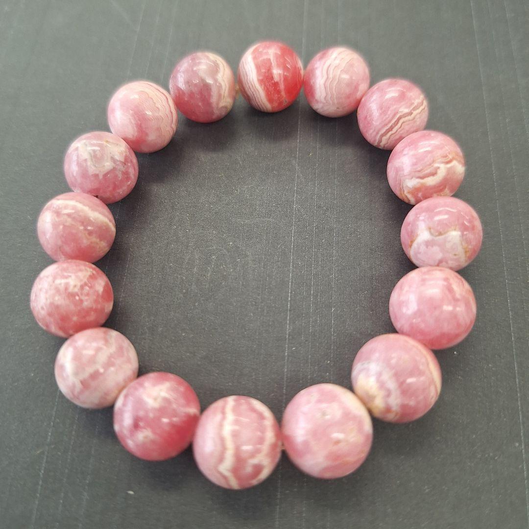 天然石　ブレスレット　インカローズ　12mm　約16cm　BR-77