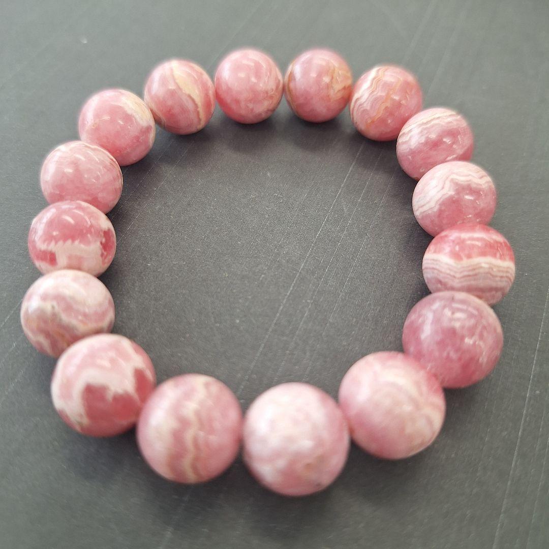 天然石　ブレスレット　インカローズ　12mm　約16cm　BR-77