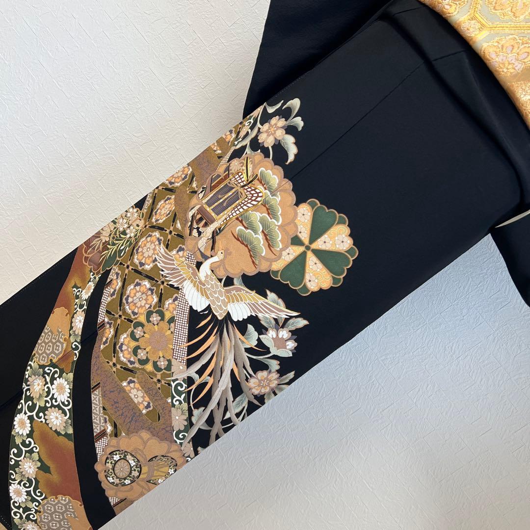 478 黒留袖フルセット 正絹 違い鷹の羽 御所車 鳳凰 松坂屋 高級 結婚式