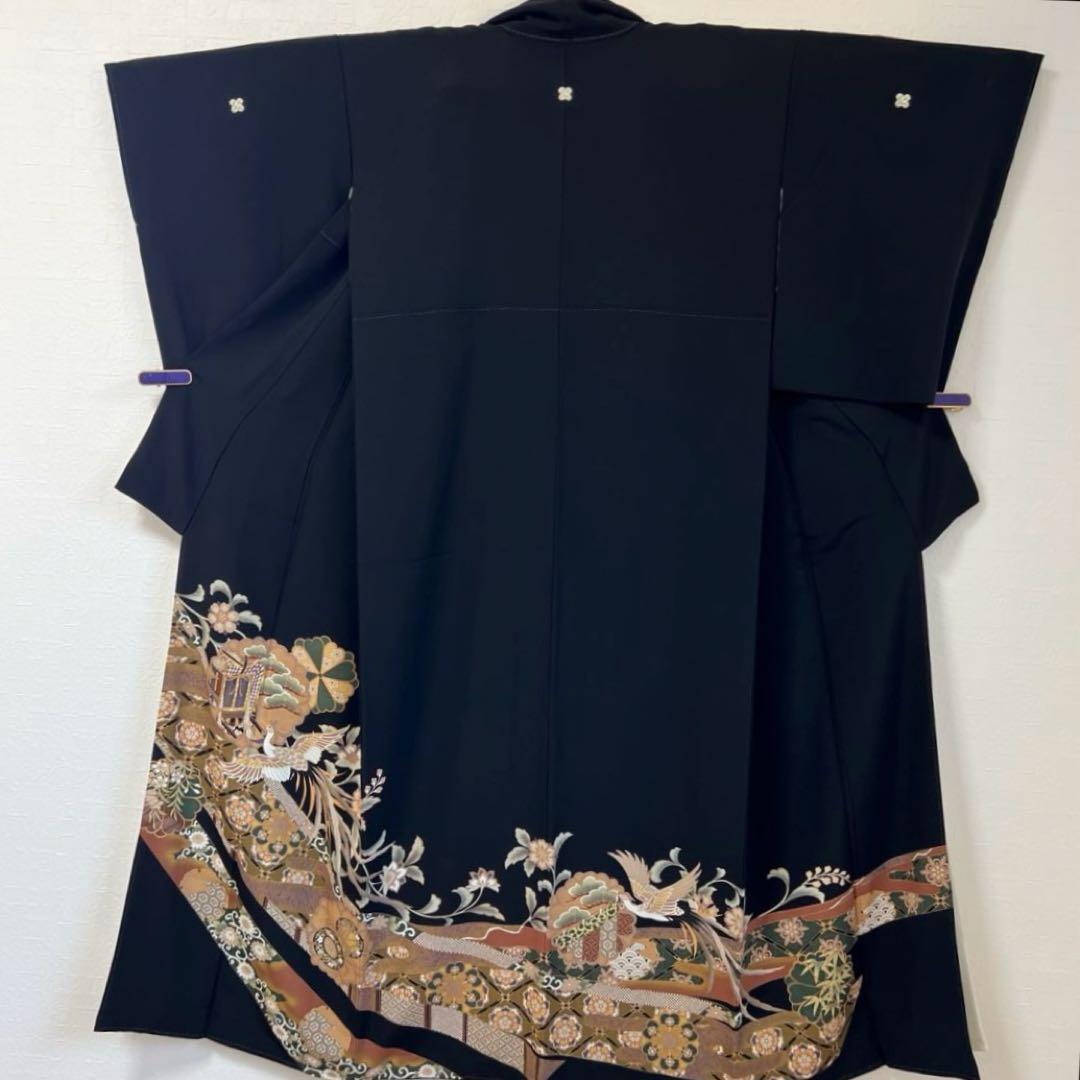 478 黒留袖フルセット 正絹 違い鷹の羽 御所車 鳳凰 松坂屋 高級 結婚式