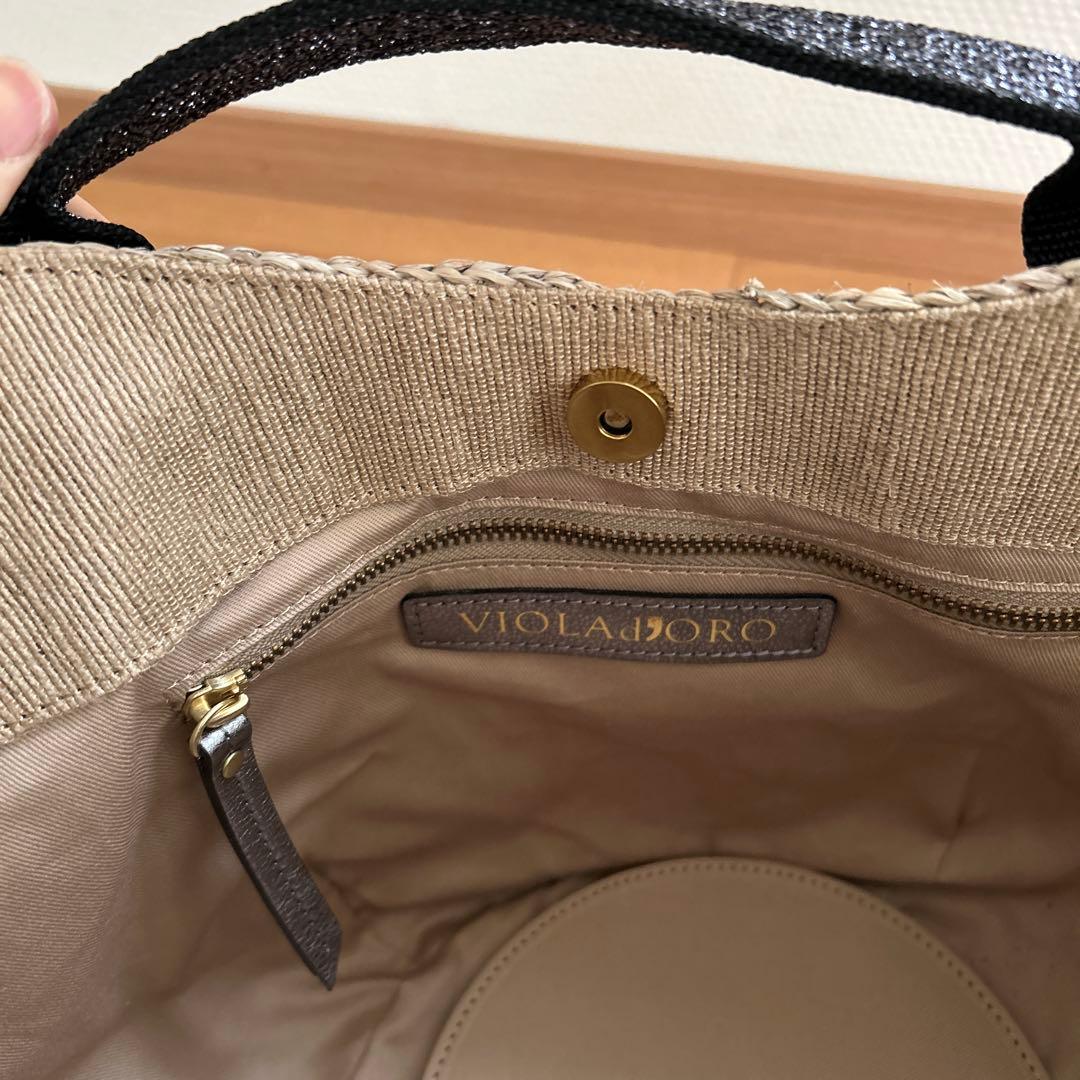 ヴィオラドーロ かごバッグ タッセル付 シルバー系 保存袋付