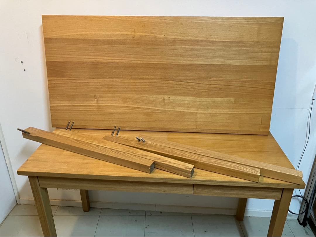 再出品 /あき　無印良品　タモ材デスク　事務机　学習机　木製机　引き出し付