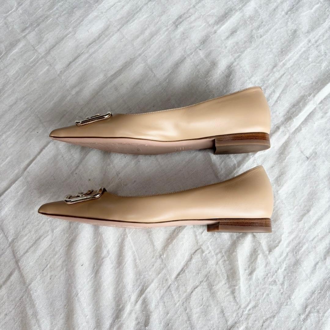 【美品】 ペリーコ フラットパンプス ローヒール バックル ポインテッドトゥ