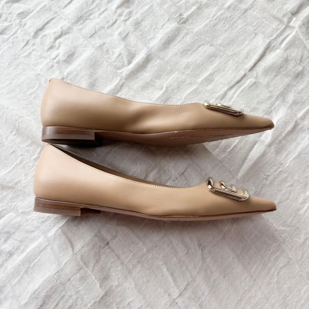 【美品】 ペリーコ フラットパンプス ローヒール バックル ポインテッドトゥ