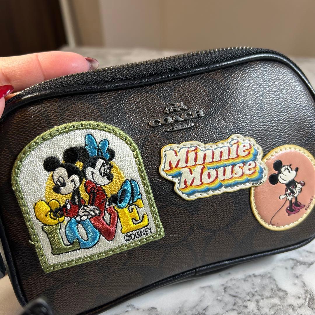 コーチ ショルダーバッグ ミニー コラボ シグネチャー 茶色 ディズニー