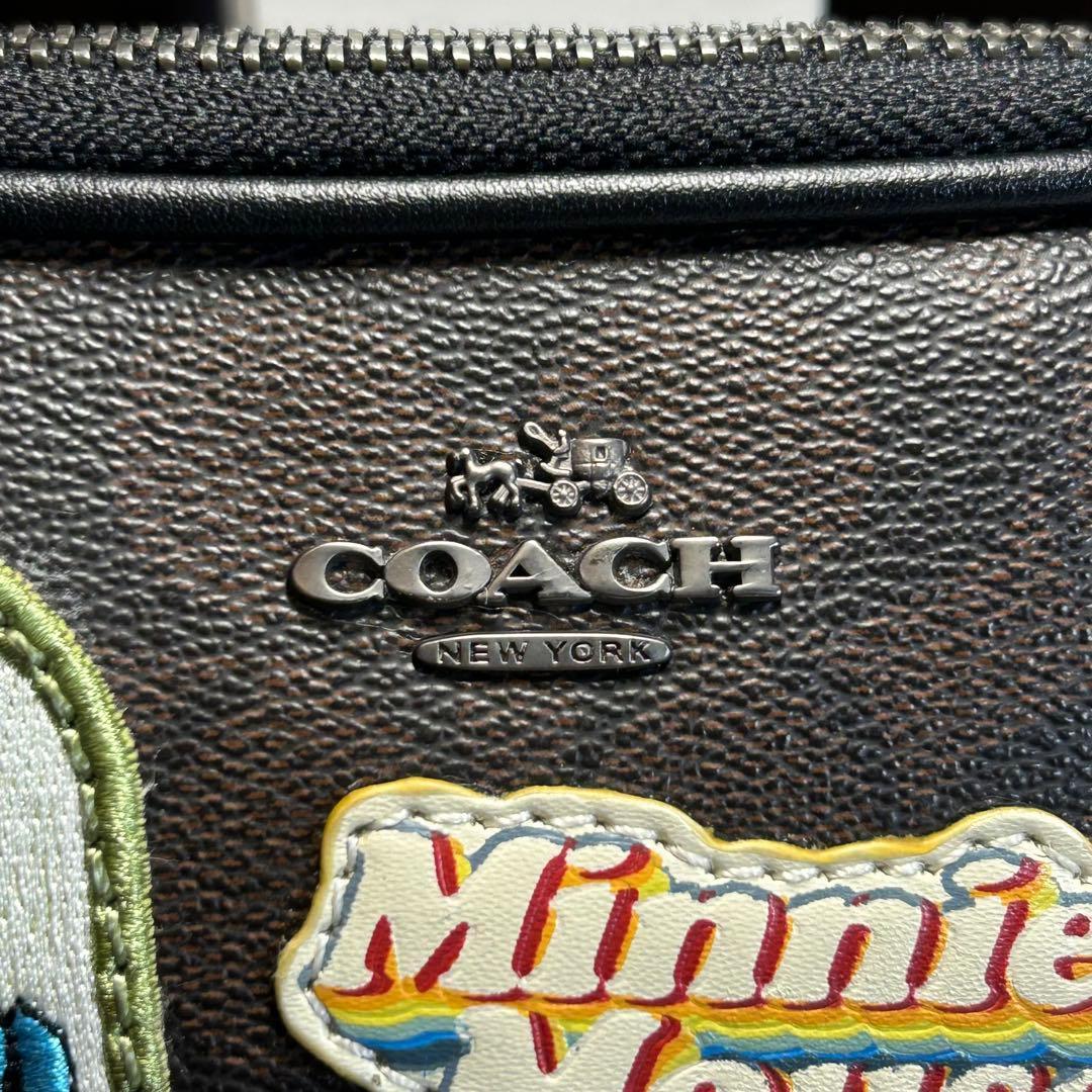 コーチ ショルダーバッグ ミニー コラボ シグネチャー 茶色 ディズニー