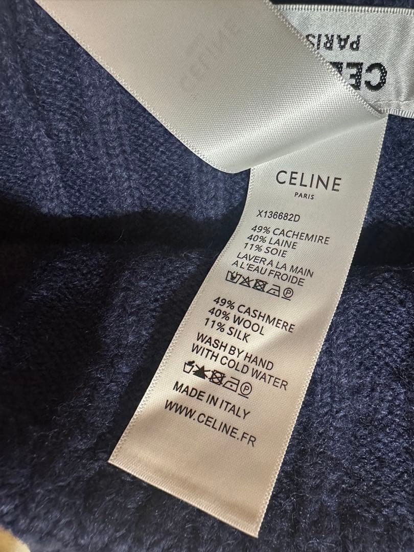 CELINE 帽子 ネイビー色 ウール＆カシミヤ☆男女兼用