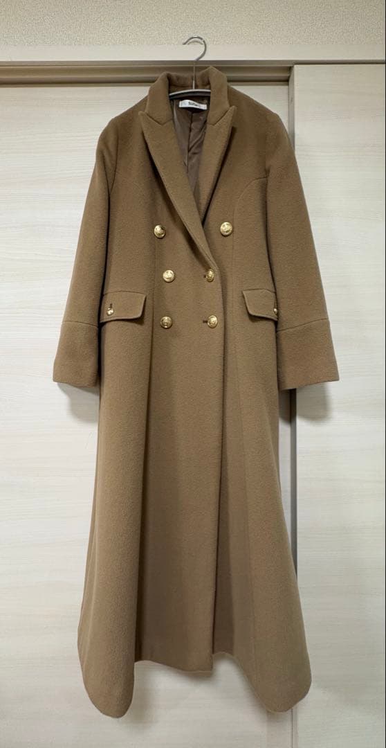 【n.】Sirin フレアダブルロングコート キャメル XS｜低身長向け