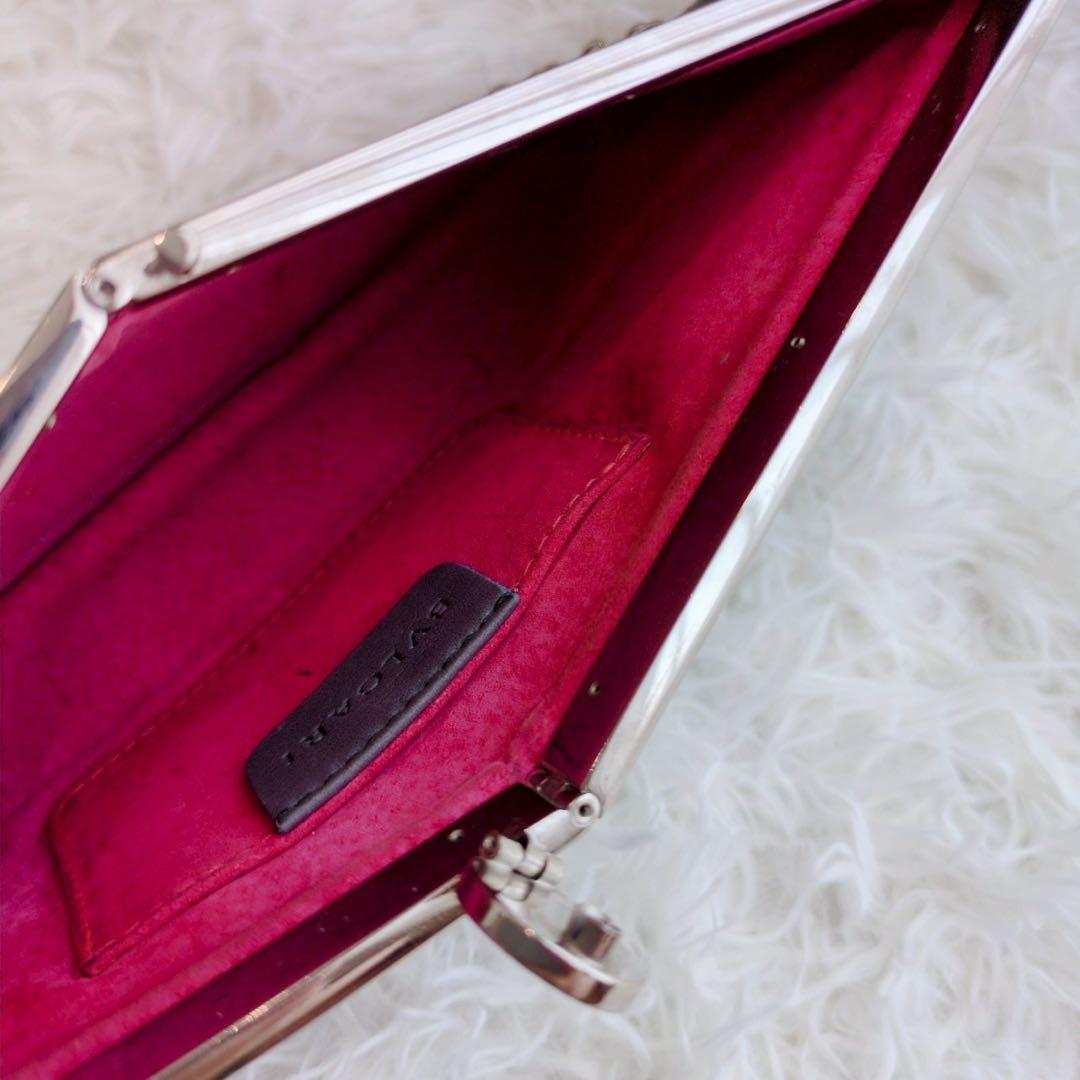 ◾︎レア◾︎ ブルガリ グレー サテン クラッチ パーティ チェーン バッグ ポーチ