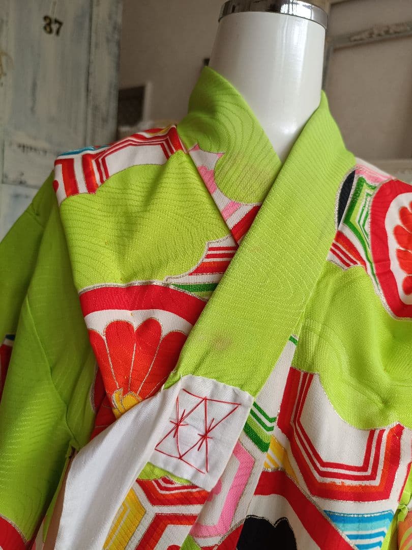 専用です☆アンティーク黄緑の着物とだらり帯セット