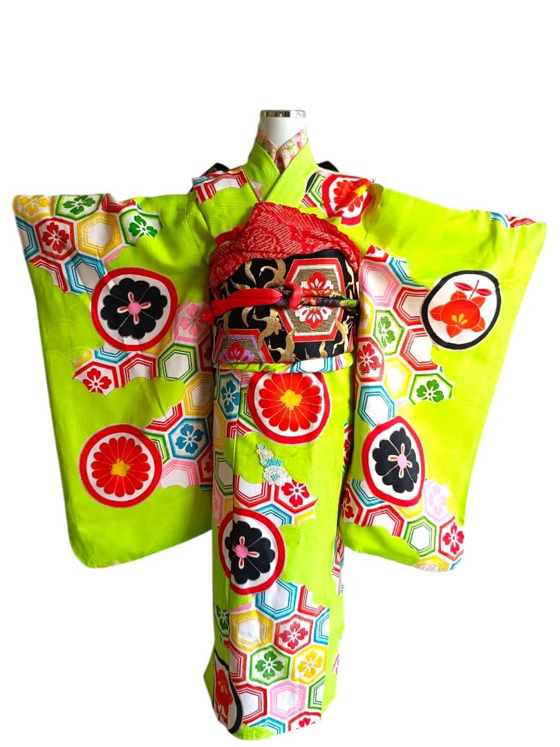 専用です☆アンティーク黄緑の着物とだらり帯セット
