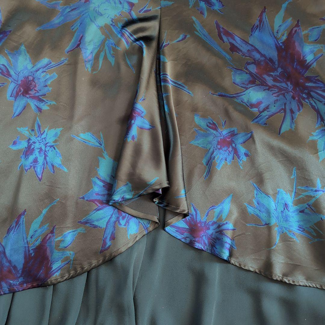 チャコット　社交ダンスロングスカート　花柄グリーン系