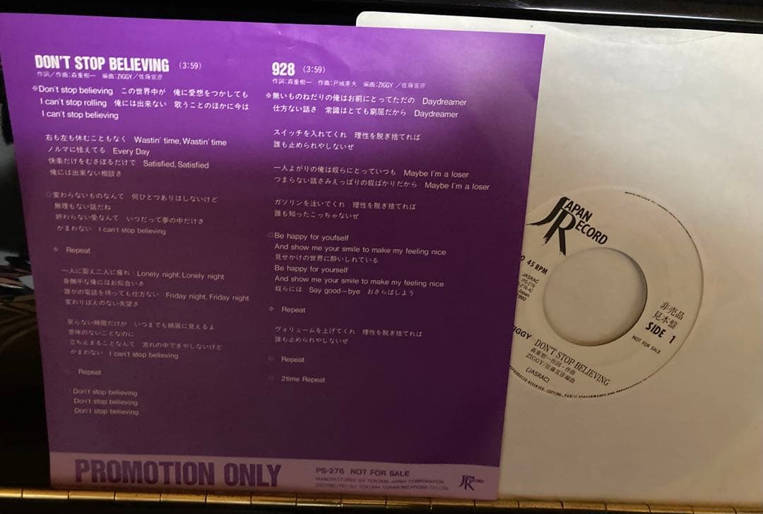 プロモ盤　ジギー　ZIGGY Don't Stop Believing 928