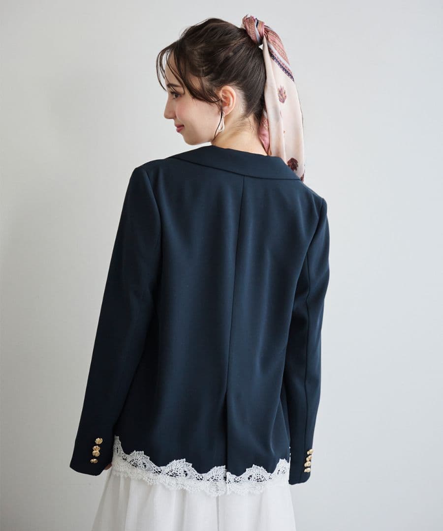 【新品】リリアンカラット　レースヘムダブルジャケット