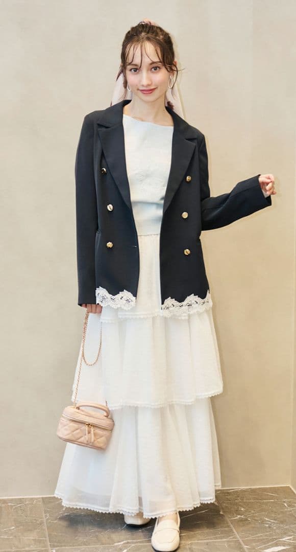 【新品】リリアンカラット　レースヘムダブルジャケット