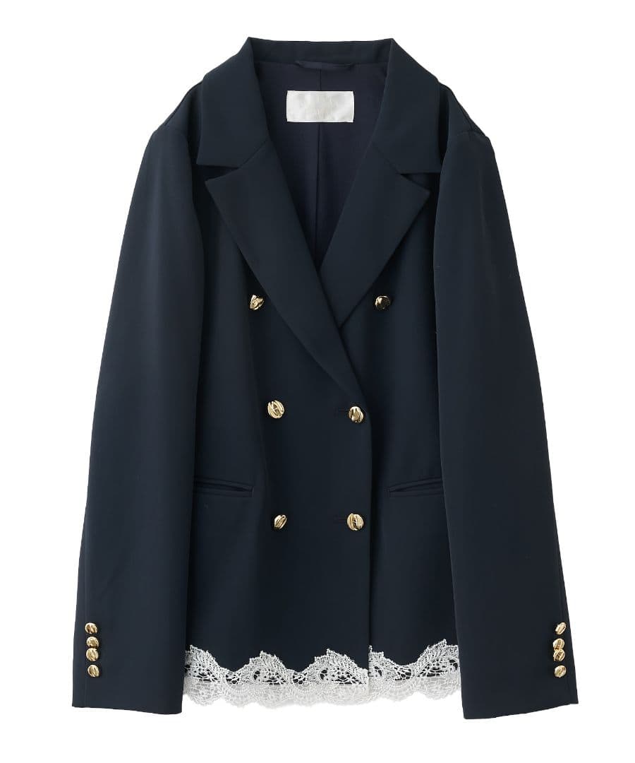 【新品】リリアンカラット　レースヘムダブルジャケット