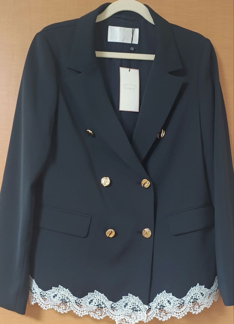 【新品】リリアンカラット　レースヘムダブルジャケット
