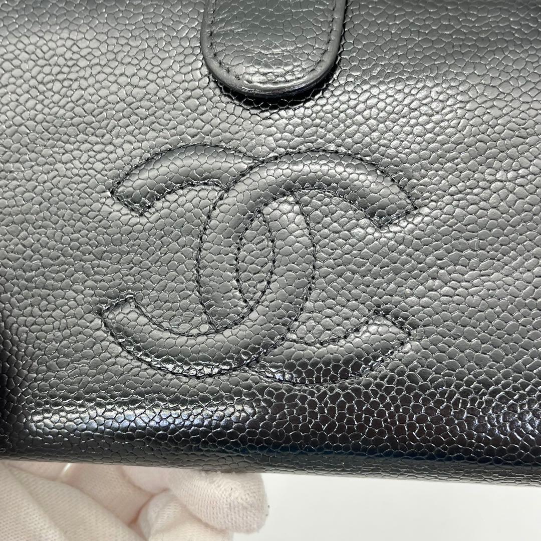 CHANEL 長財布 ココマーク キャビアスキン がま口 黒 ギャランティカード